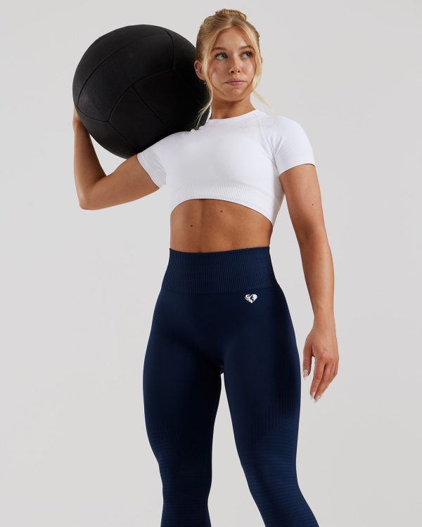 Power Seamless Short Sleeve Crop Top | White Sale - Image 2