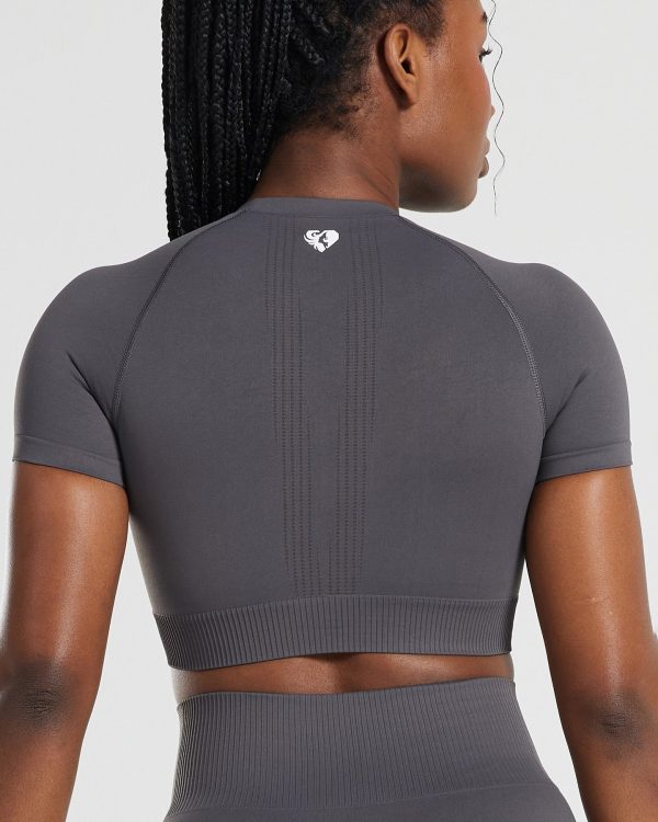 Power Seamless Short Sleeve Crop Top | Graphite Discount - Image 3