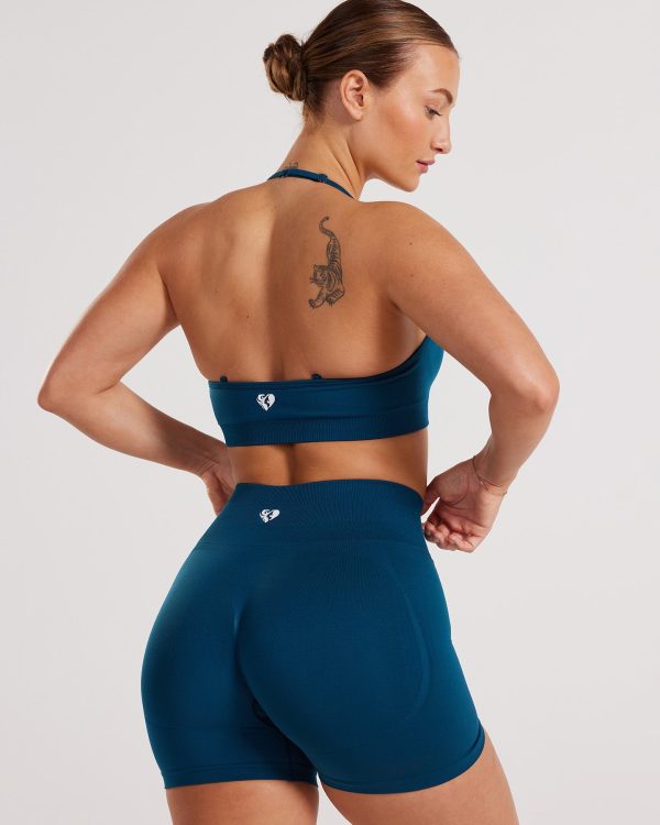Define Seamless Halter Neck Bra | Teal For Sale - Image 5