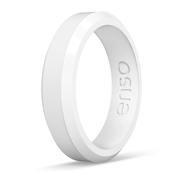 Bevel Thin Silicone Ring - White on Sale