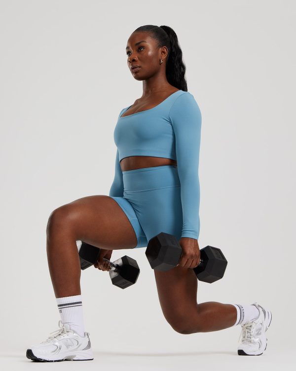 Essential Long Sleeve Built-In Bra Top | Basalt For Cheap - Image 2