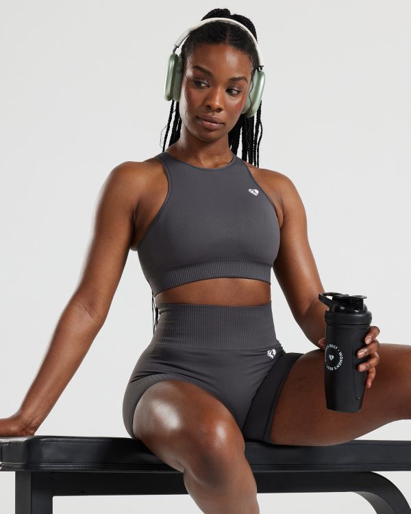 Power Seamless High Neck Bra | Graphite Cheap - Image 2