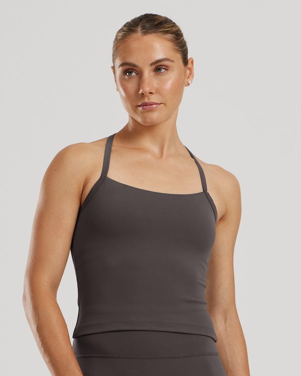Essential Built-In Bra Midi Tank | Graphite For Cheap