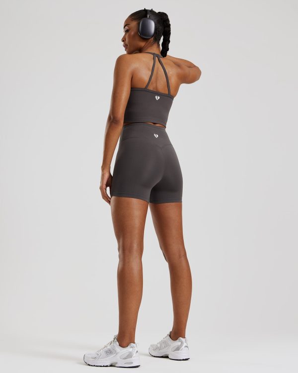 Essential Built-In Bra Crop Tank Top | Graphite For Cheap - Image 5