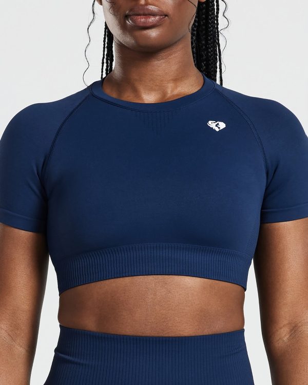 Power Seamless Short Sleeve Crop Top | Sapphire Blue Sale - Image 4