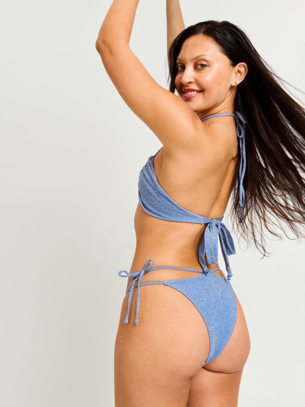 Swimwear Shimmer Multiway Bikini Top & Hi-Leg String Bottom Set Mineral Blue on Sale - Image 2