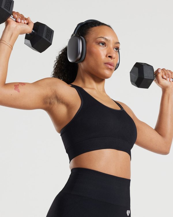 Power Seamless Sports Bra | Black on Sale - Image 2