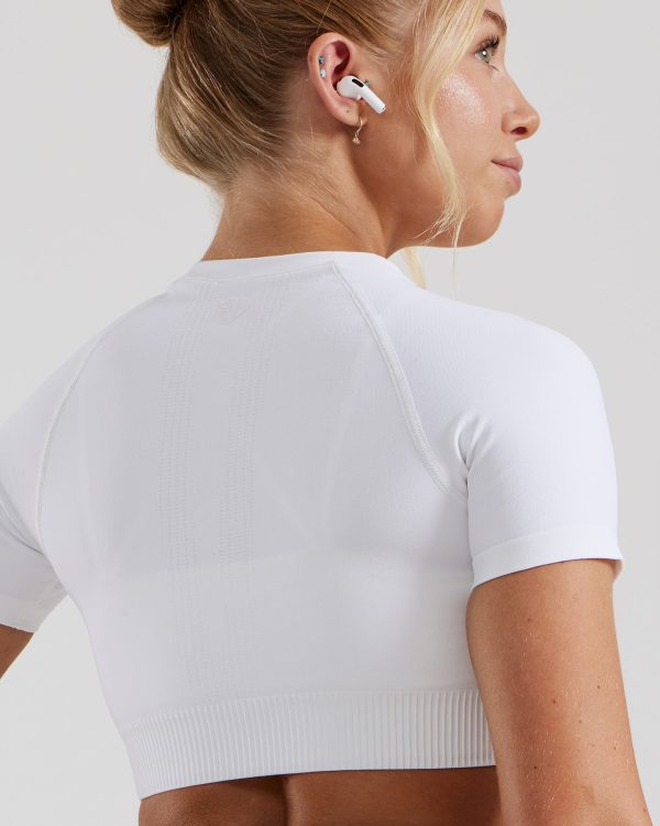 Power Seamless Short Sleeve Crop Top | White Sale - Image 4