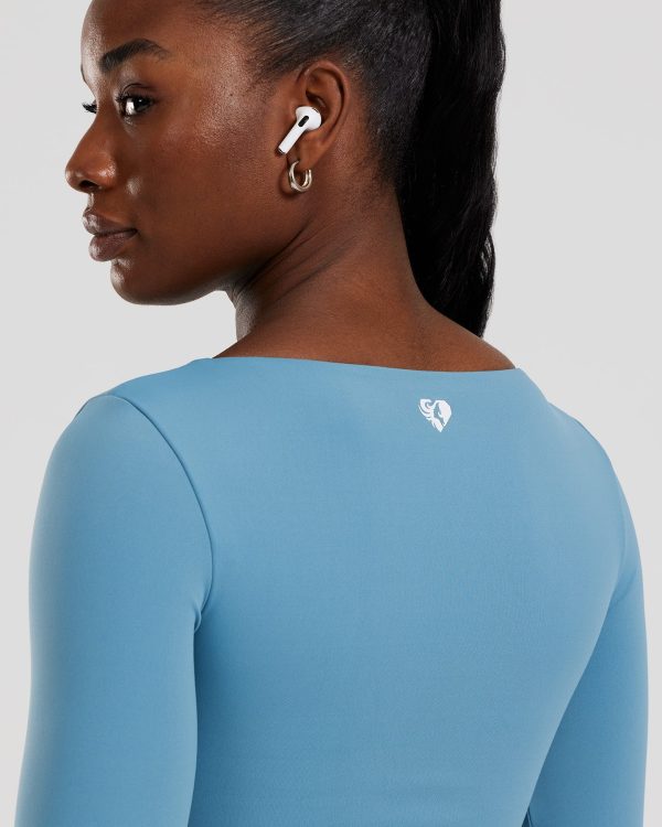Essential Long Sleeve Built-In Bra Top | Basalt For Cheap - Image 4