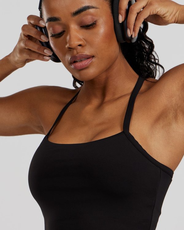 Essential Built-In Bra Crop Tank Top | Black Discount - Image 4