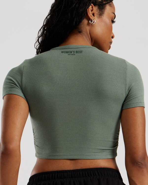 Comfort Ribbed Cropped T-Shirt | Sage Sale - Image 3