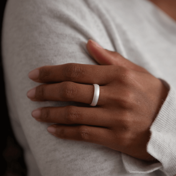 Elements Classic Thin Silicone Ring - Pearl Online Sale - Image 4