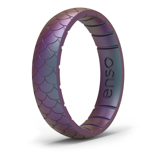 Etched Classic Thin Silicone Ring - Mermaid Scale on Sale