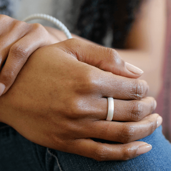 Elements Classic Thin Silicone Ring - Pearl Online Sale - Image 3