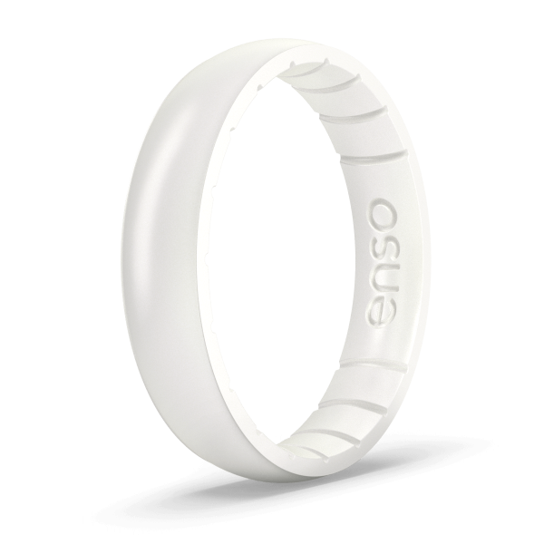 Elements Classic Thin Silicone Ring - Pearl Online Sale