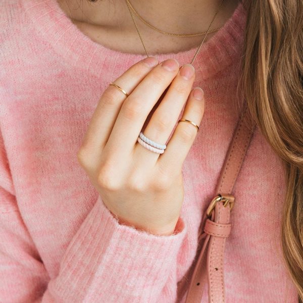 Braided Stackable Silicone Ring - Pink Sand Hot on Sale - Image 3