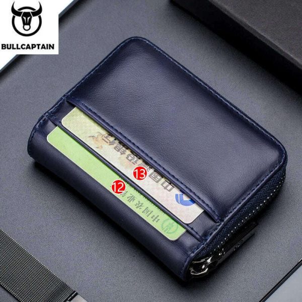 BULLCAPTAIN Leather Credit Card ID Card Holder Wallet Wallet Men Fashion Rfid Card Holder Wallet Business Card Holder Bag Online - Image 5