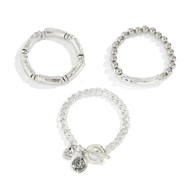 Ingemark 4Pcs Set Vintage OT Buckle Coin Pendant Bracelet for Women on Hand Goth Open Charm Bangles Couple Friends Jewelry Gift Online - Image 5
